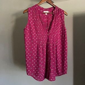 Charter Club Top, sleeveless, button up, purple, petite medium